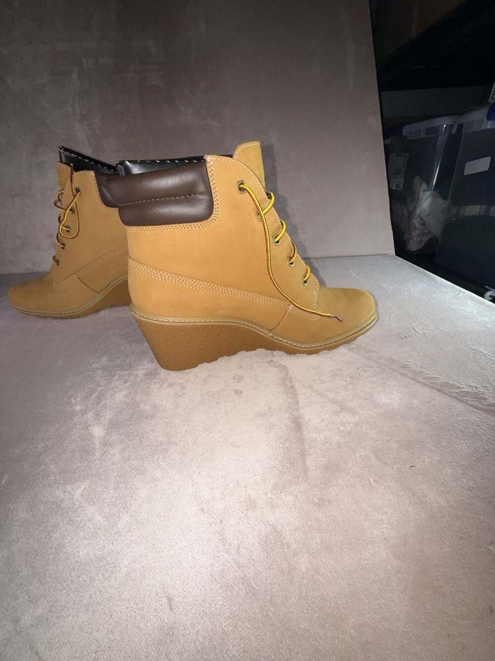 Timberland Women's Earthkeepers Amston 6-Inch Wheat Nubuck Wedge Boots TB08251A - Picture 9 of 16